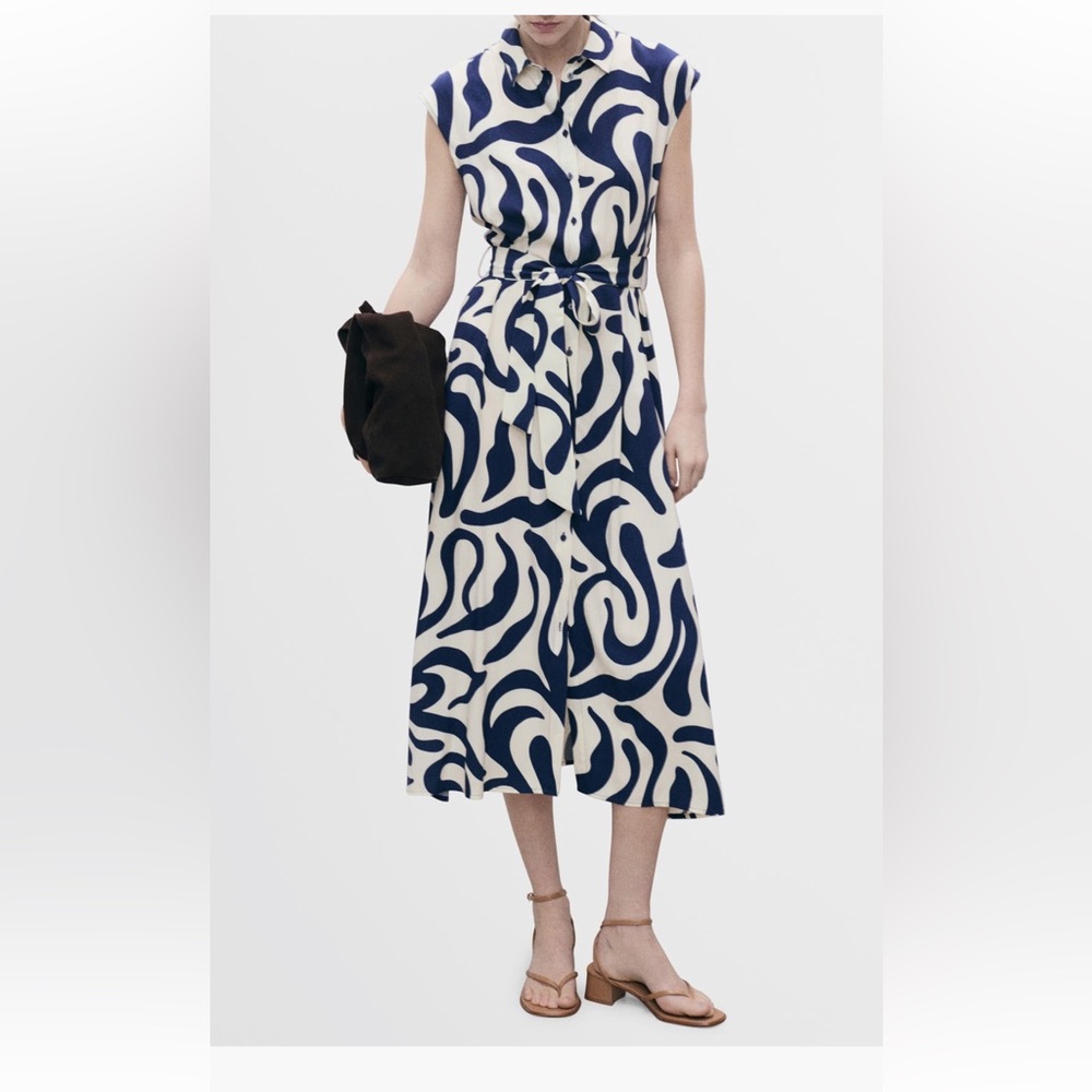 NWT mango print pleated shirt dress